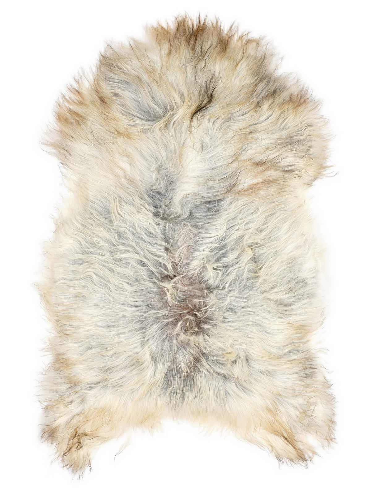 Peau de mouton islandaise grise d’environ 120 × 75 cm, vue de dessus : exactement la peau que vous recevez