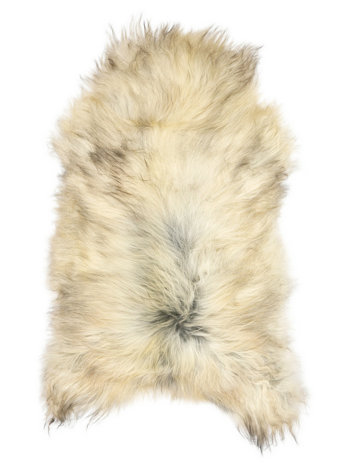 Peau de mouton islandaise grise d’environ 120 × 70 cm, vue de dessus : exactement la peau que vous recevez