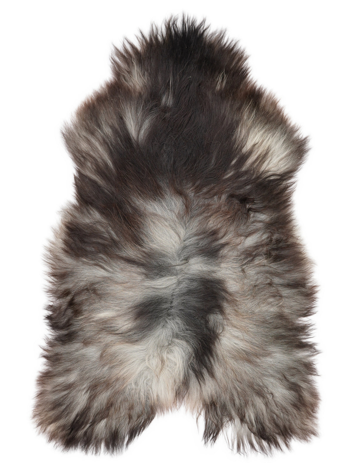 Peau de mouton islandaise grise d’environ 130 × 80 cm, vue de dessus : exactement la peau que vous recevez