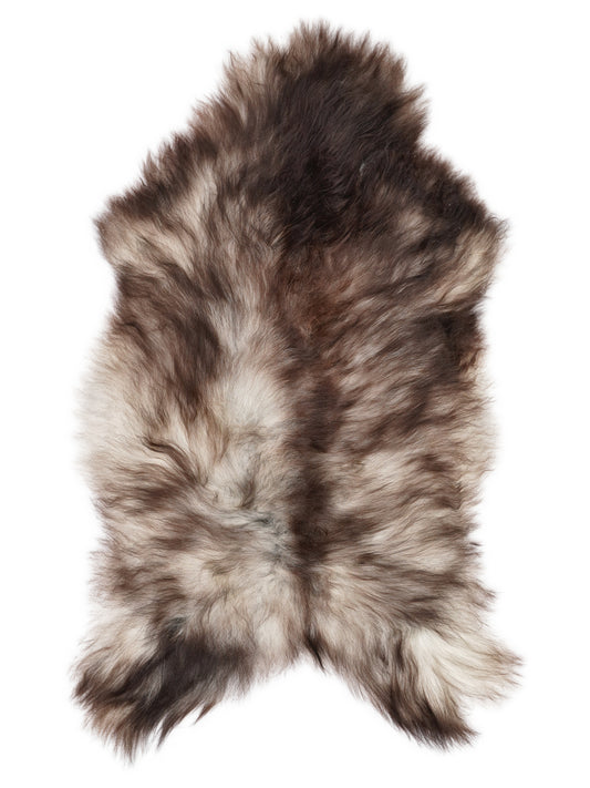 Peau de mouton islandaise grise d’environ 130 × 70 cm, vue de dessus : exactement la peau que vous recevez