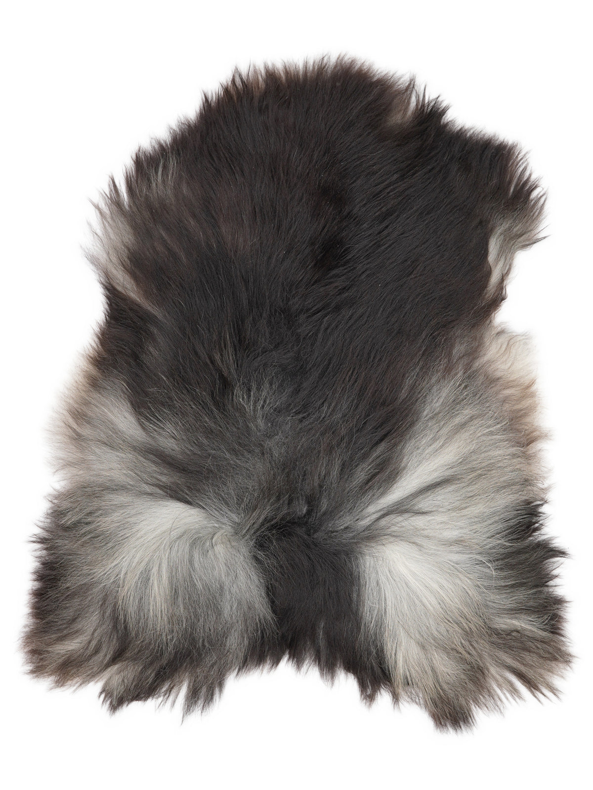 Peau de mouton islandaise grise d’environ 120 × 85 cm, vue de dessus : exactement la peau que vous recevez