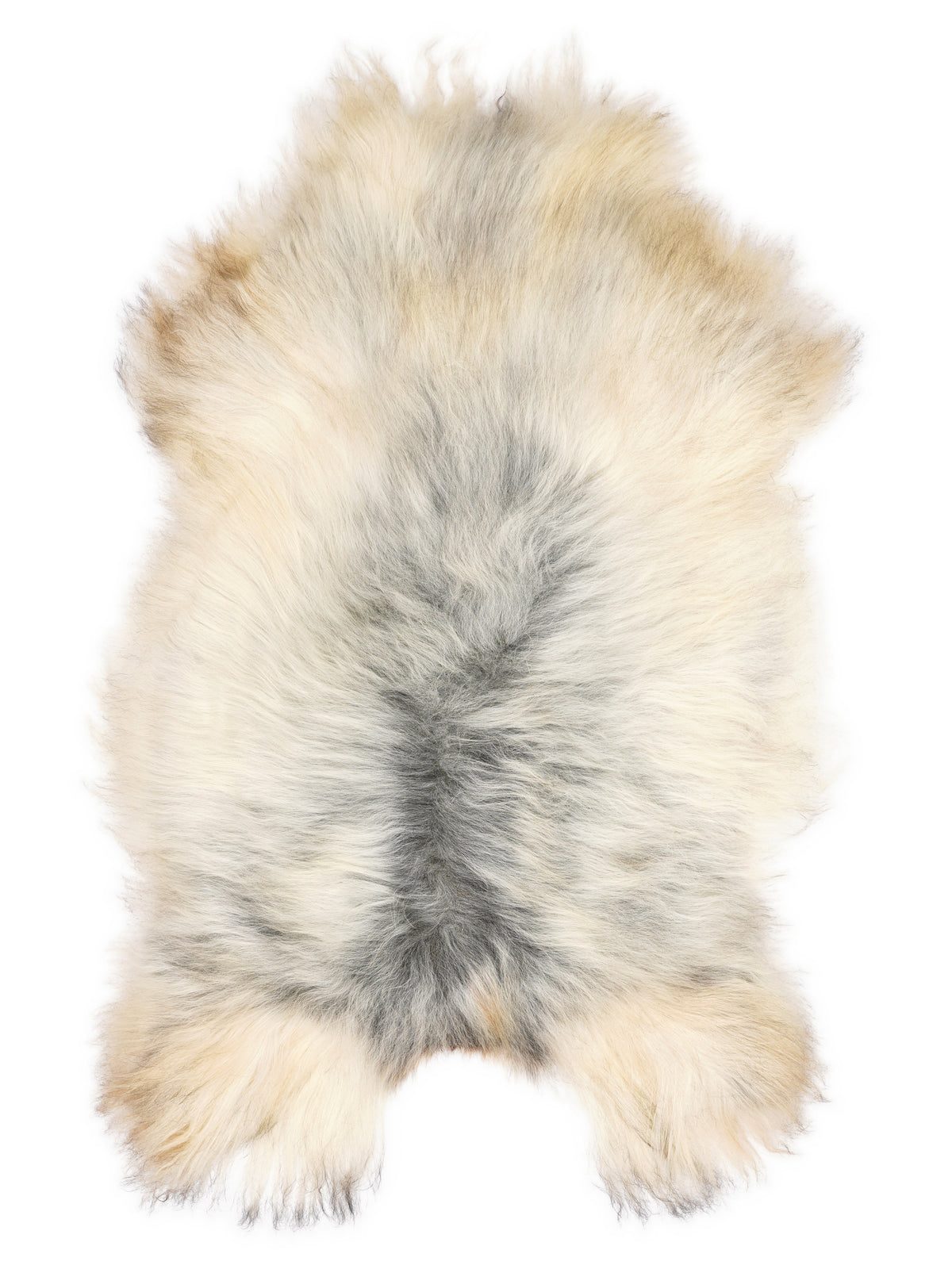 Peau de mouton islandaise grise d’environ 130 × 80 cm, vue de dessus : exactement la peau que vous recevez