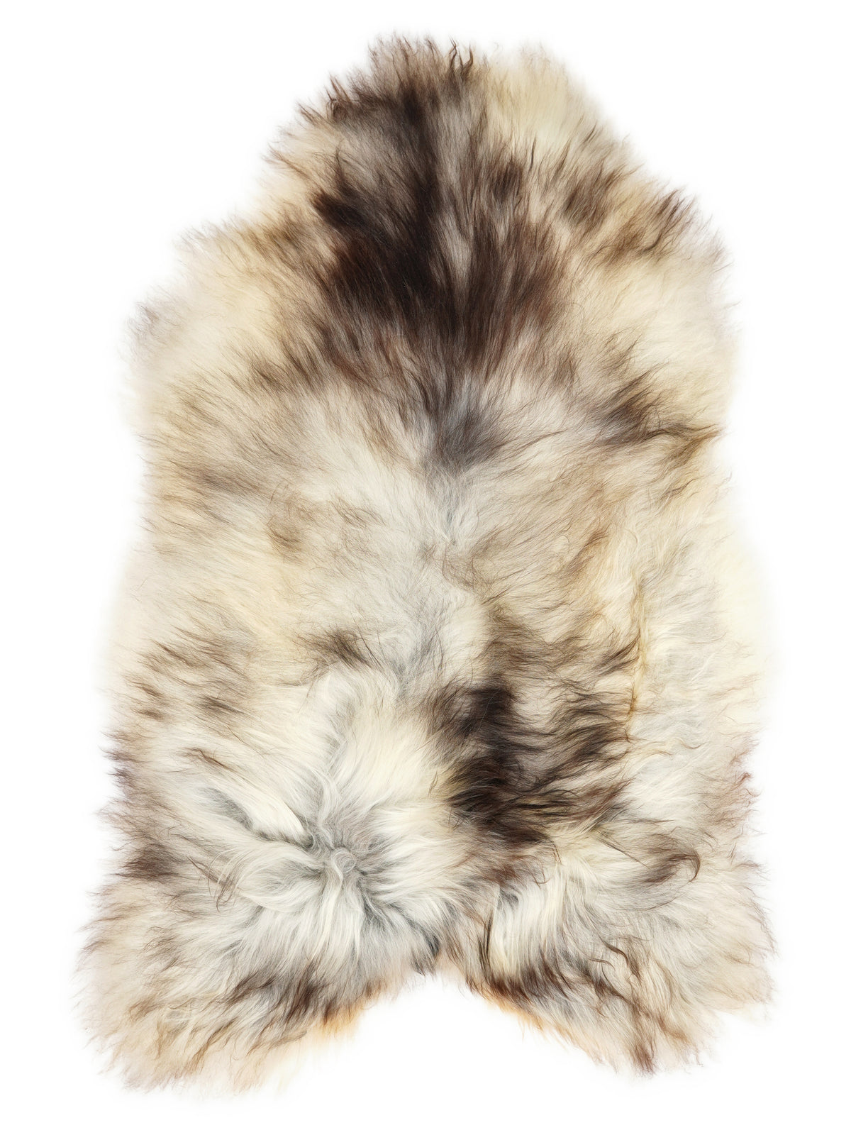 Peau de mouton islandaise grise d’environ 120 × 75 cm, vue de dessus : exactement la peau que vous recevez