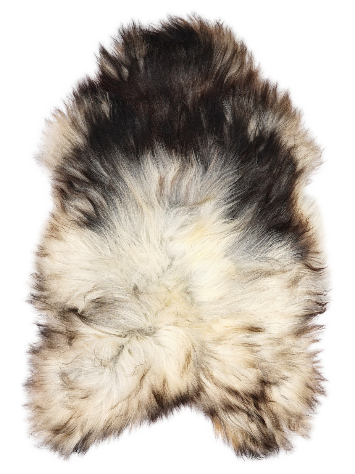 Peau de mouton islandaise grise d’environ 130 × 85 cm, vue de dessus : exactement la peau que vous recevez