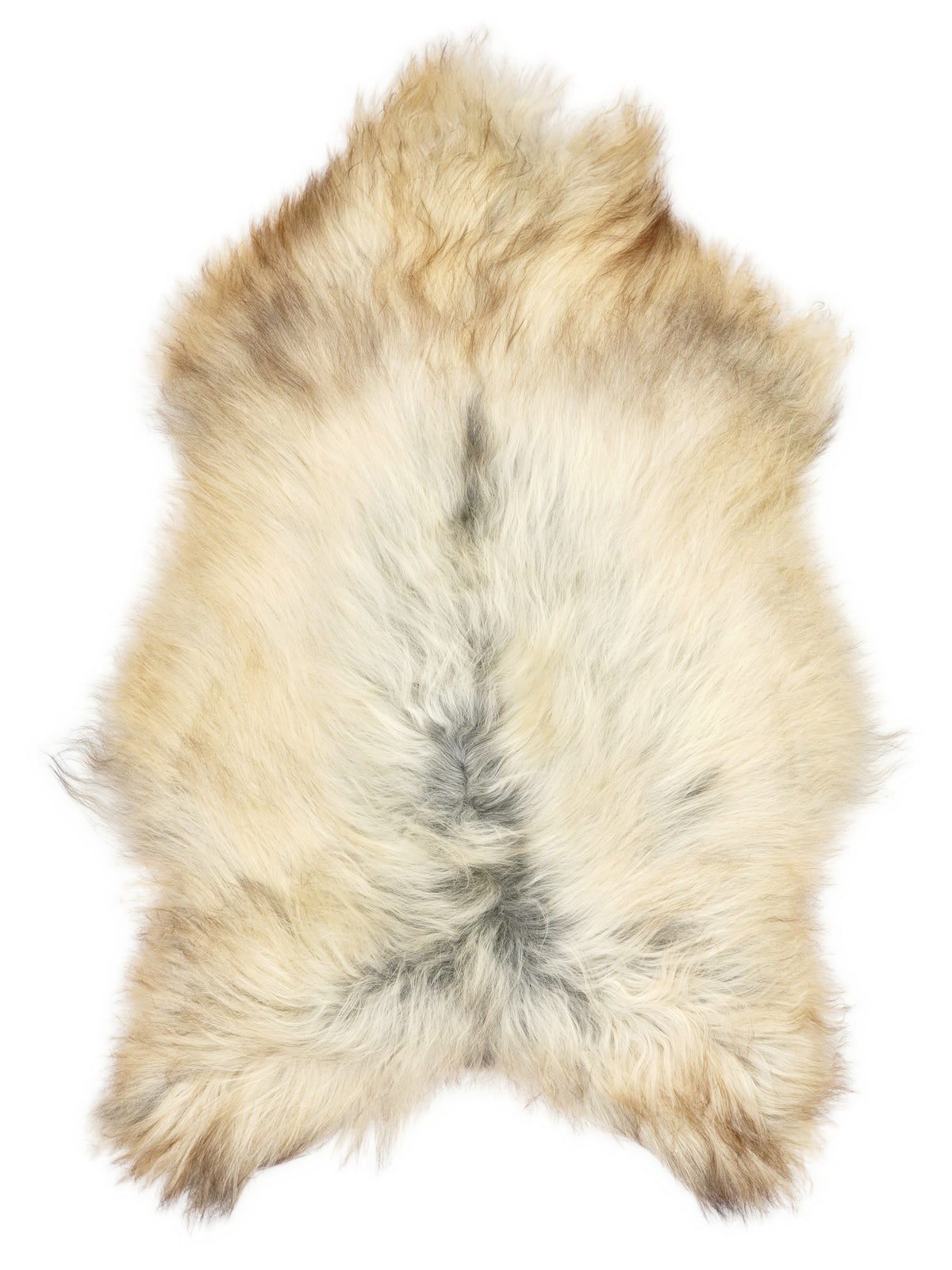 Peau de mouton islandaise grise d’environ 125 × 80 cm, vue de dessus : exactement la peau que vous recevez