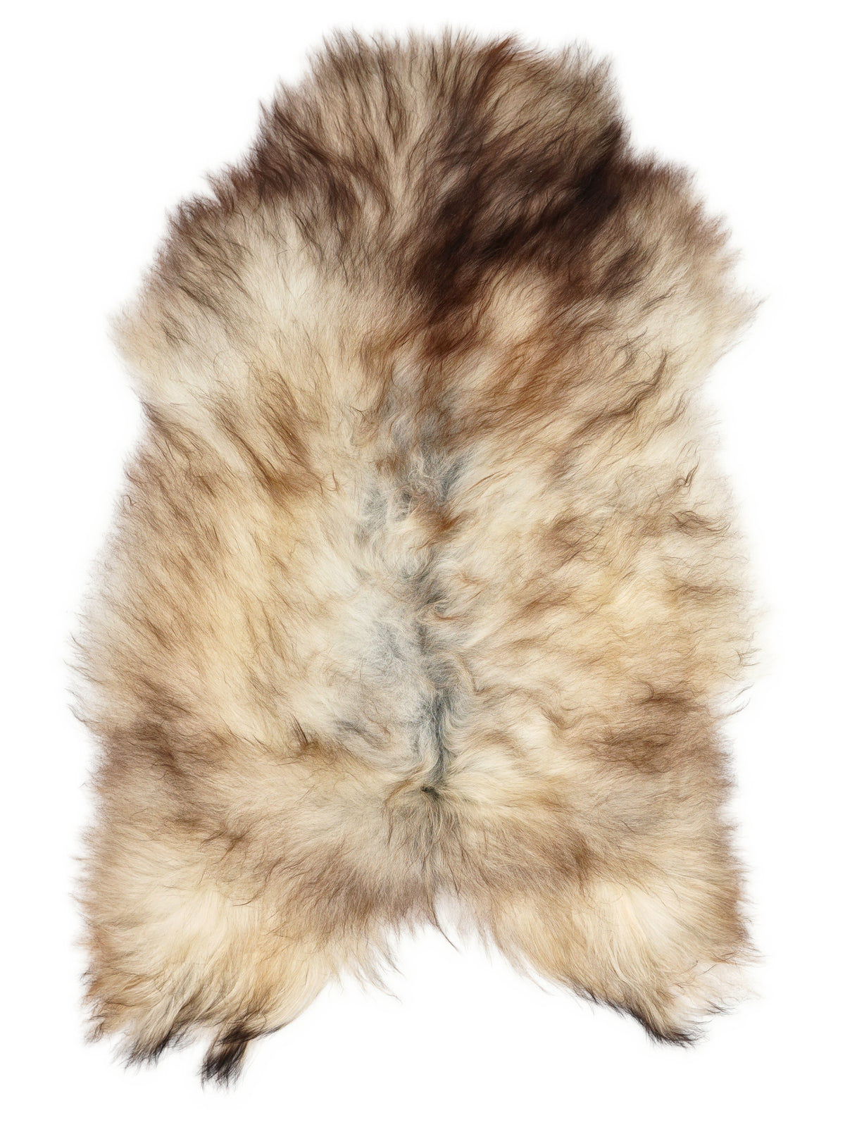 Peau de mouton islandaise grise d’environ 115 × 75 cm, vue de dessus : exactement la peau que vous recevez
