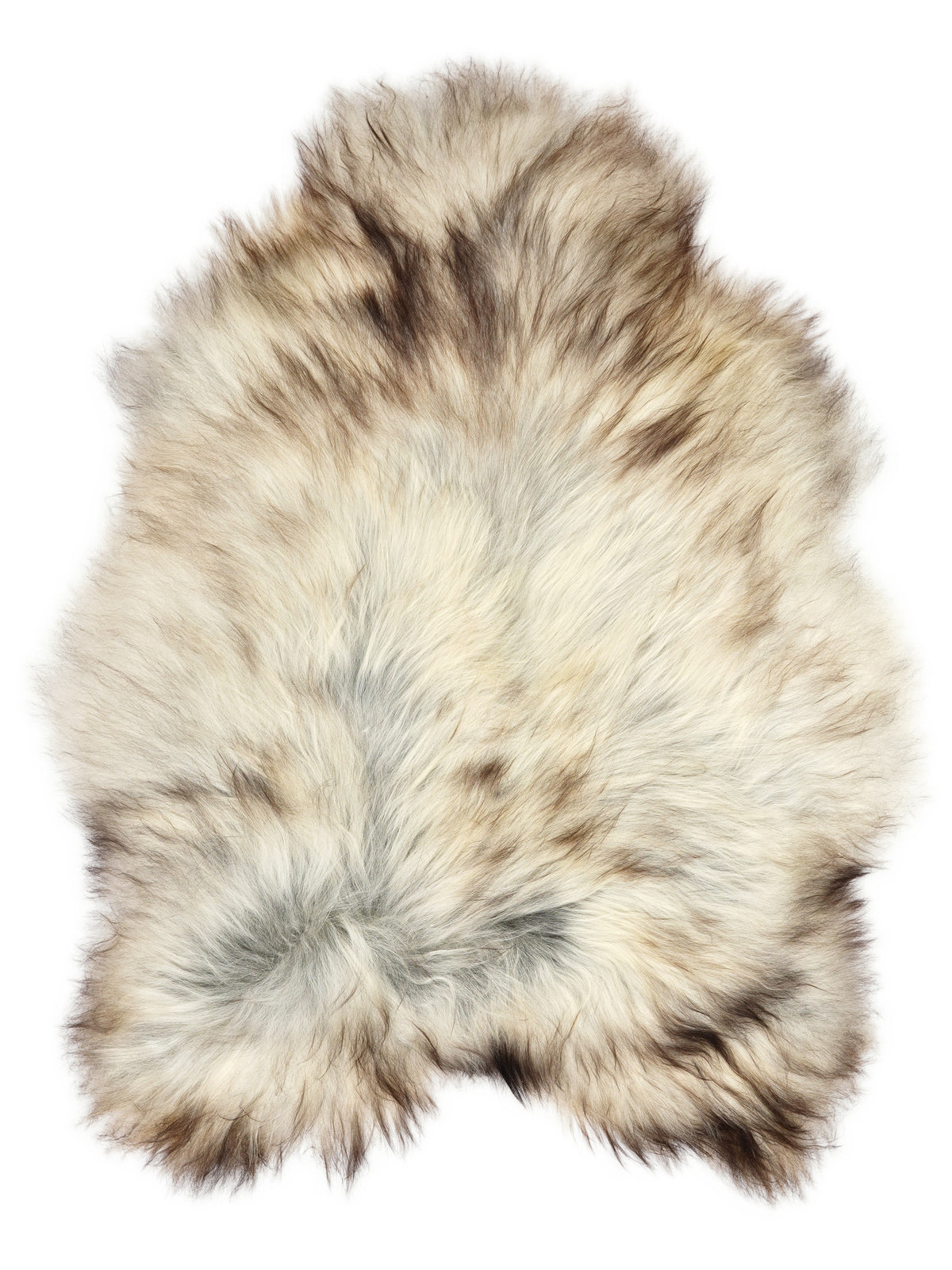 Peau de mouton islandaise grise d’environ 130 × 95 cm, vue de dessus : exactement la peau que vous recevez