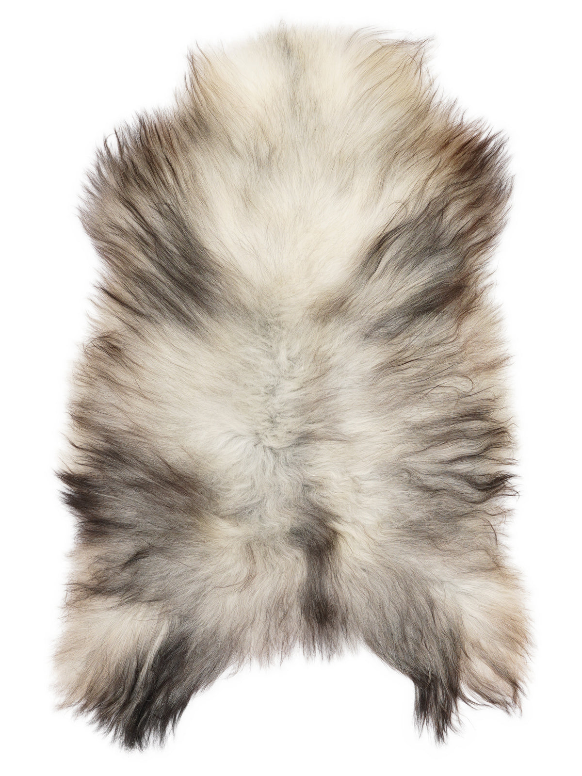 Peau de mouton islandaise grise d’environ 120 × 75 cm, vue de dessus : exactement la peau que vous recevez