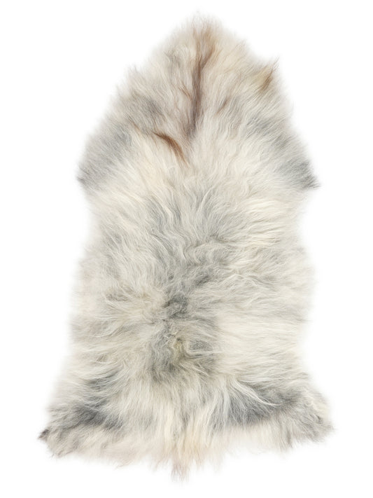 Peau de mouton islandaise grise d’environ 130 × 70 cm, vue de dessus : exactement la peau que vous recevez
