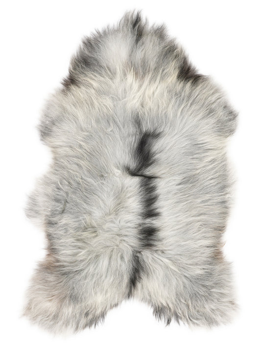 Peau de mouton islandaise grise d’environ 125 × 80 cm, vue de dessus : exactement la peau que vous recevez