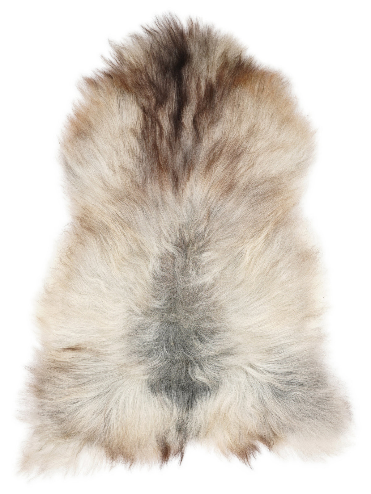 Peau de mouton islandaise grise d’environ 140 × 85 cm, vue de dessus : exactement la peau que vous recevez