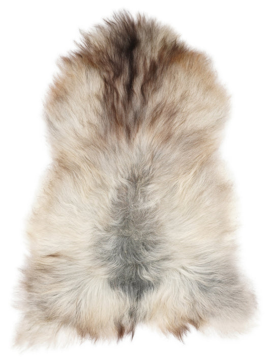 Peau de mouton islandaise grise d’environ 140 × 85 cm, vue de dessus : exactement la peau que vous recevez