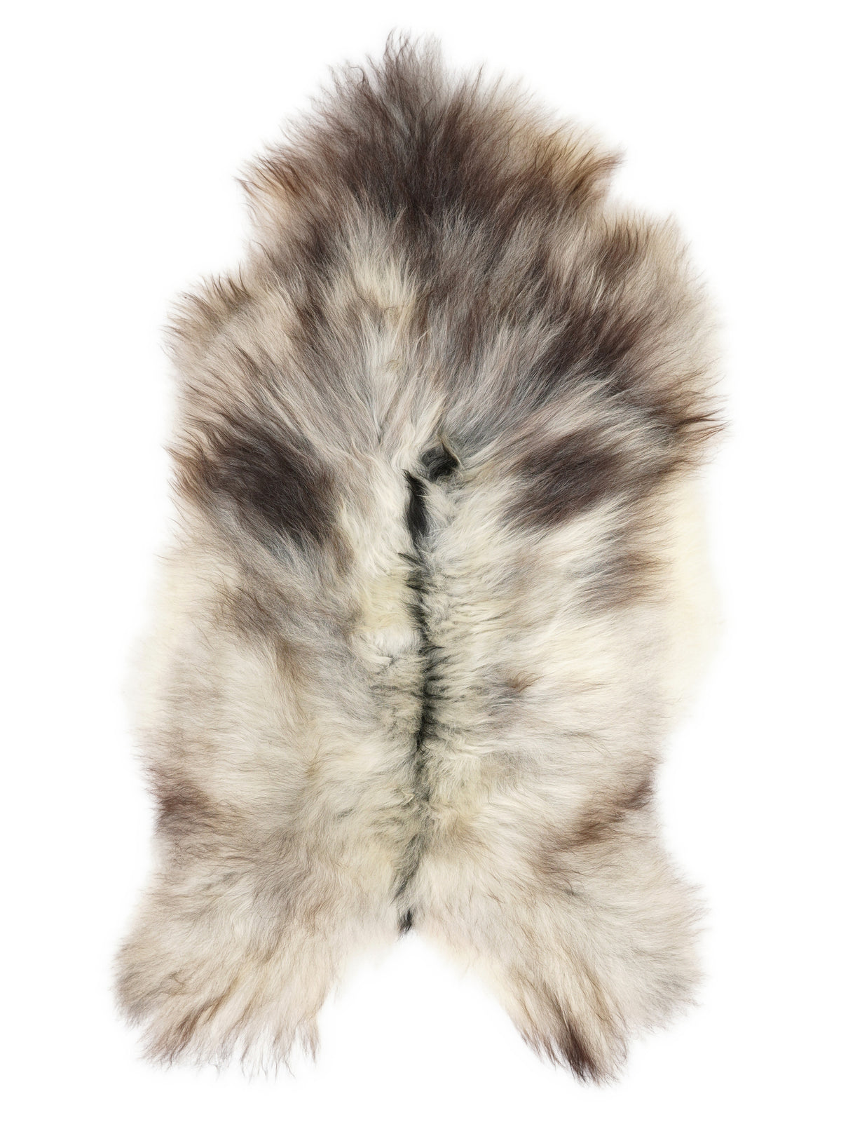 Peau de mouton islandaise grise d’environ 120 × 70 cm, vue de dessus : exactement la peau que vous recevez
