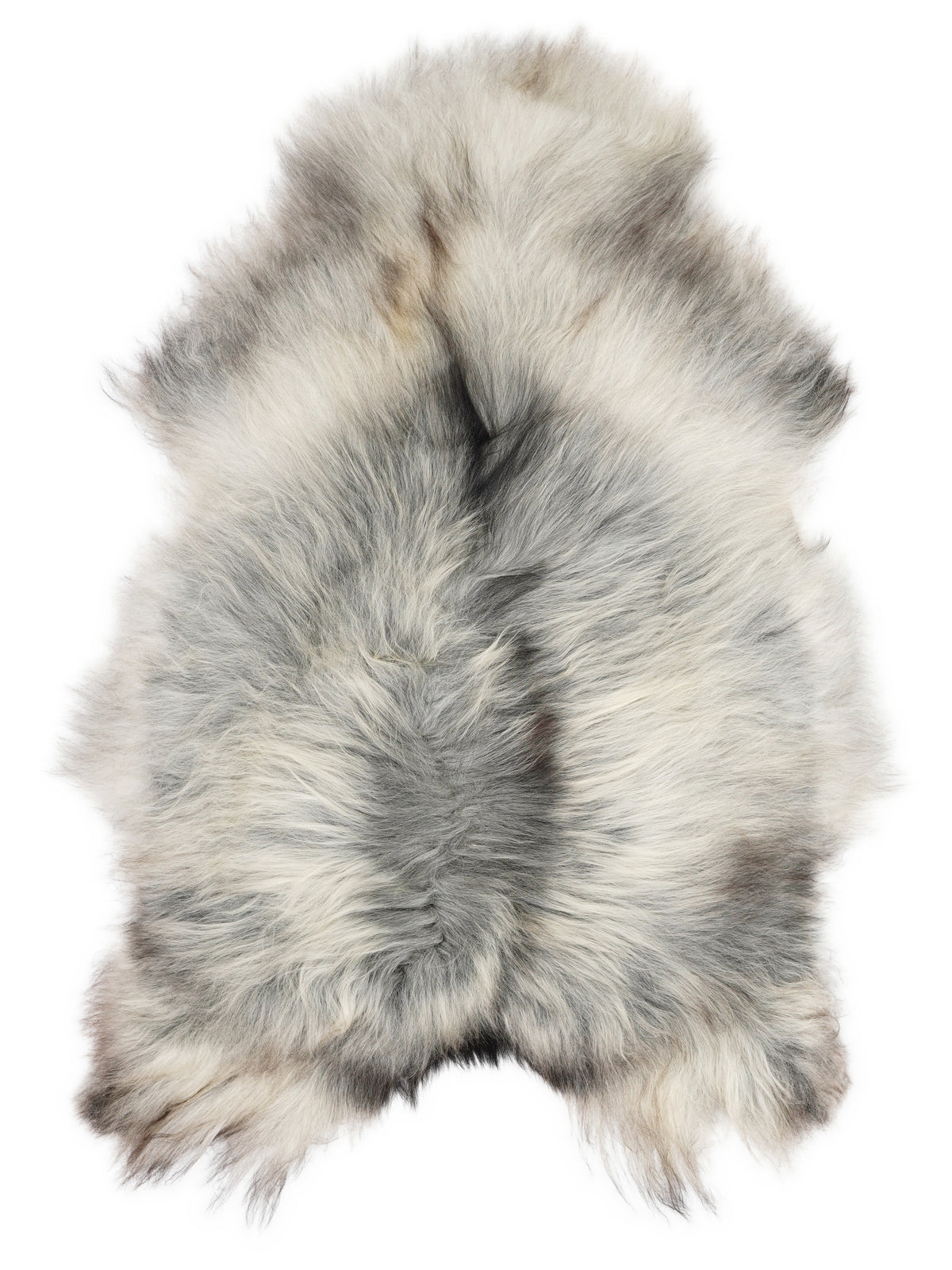 Peau de mouton islandaise grise d’environ 120 × 80 cm, vue de dessus : exactement la peau que vous recevez
