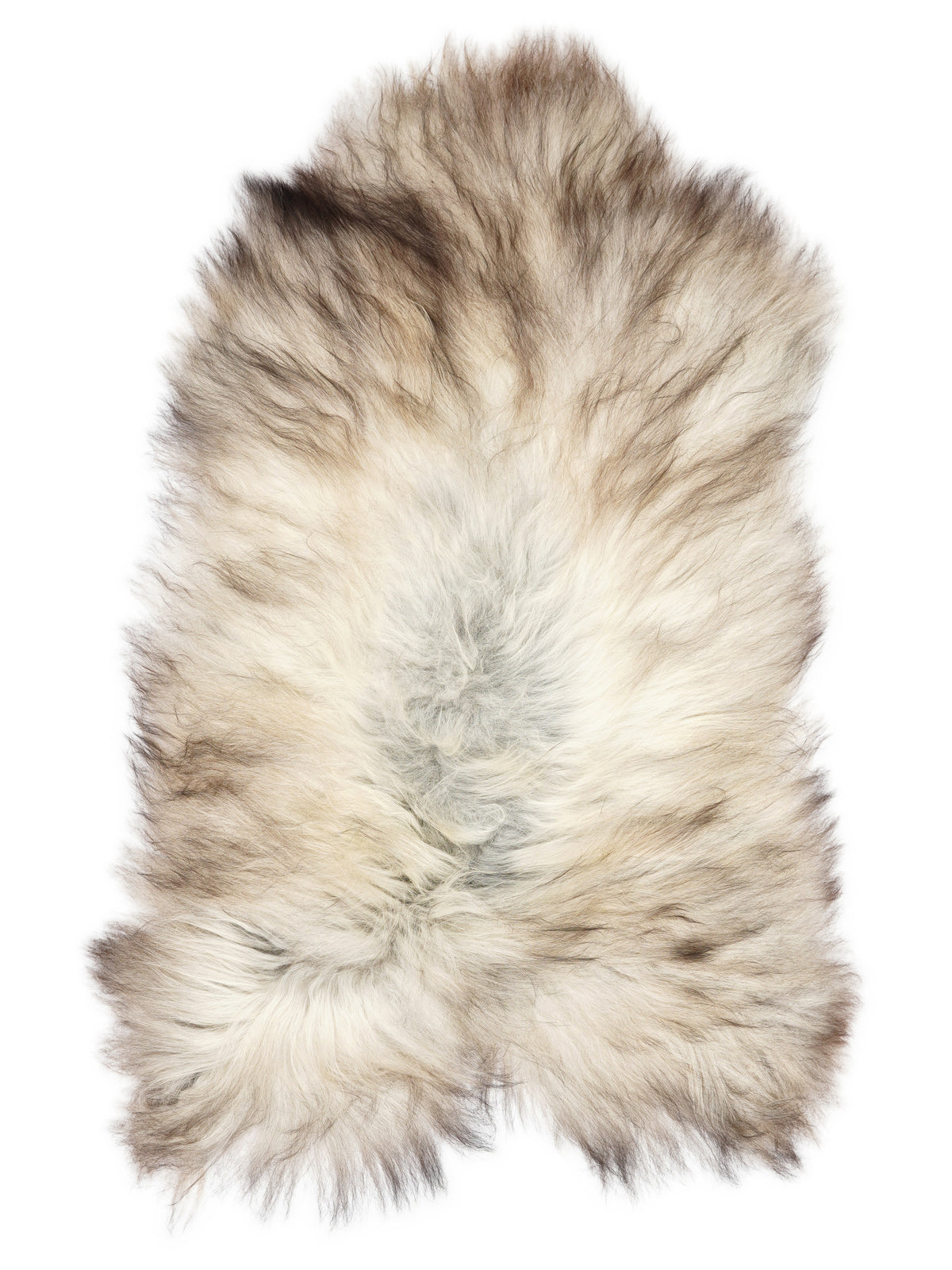 Peau de mouton islandaise grise d’environ 130 × 70 cm, vue de dessus : exactement la peau que vous recevez