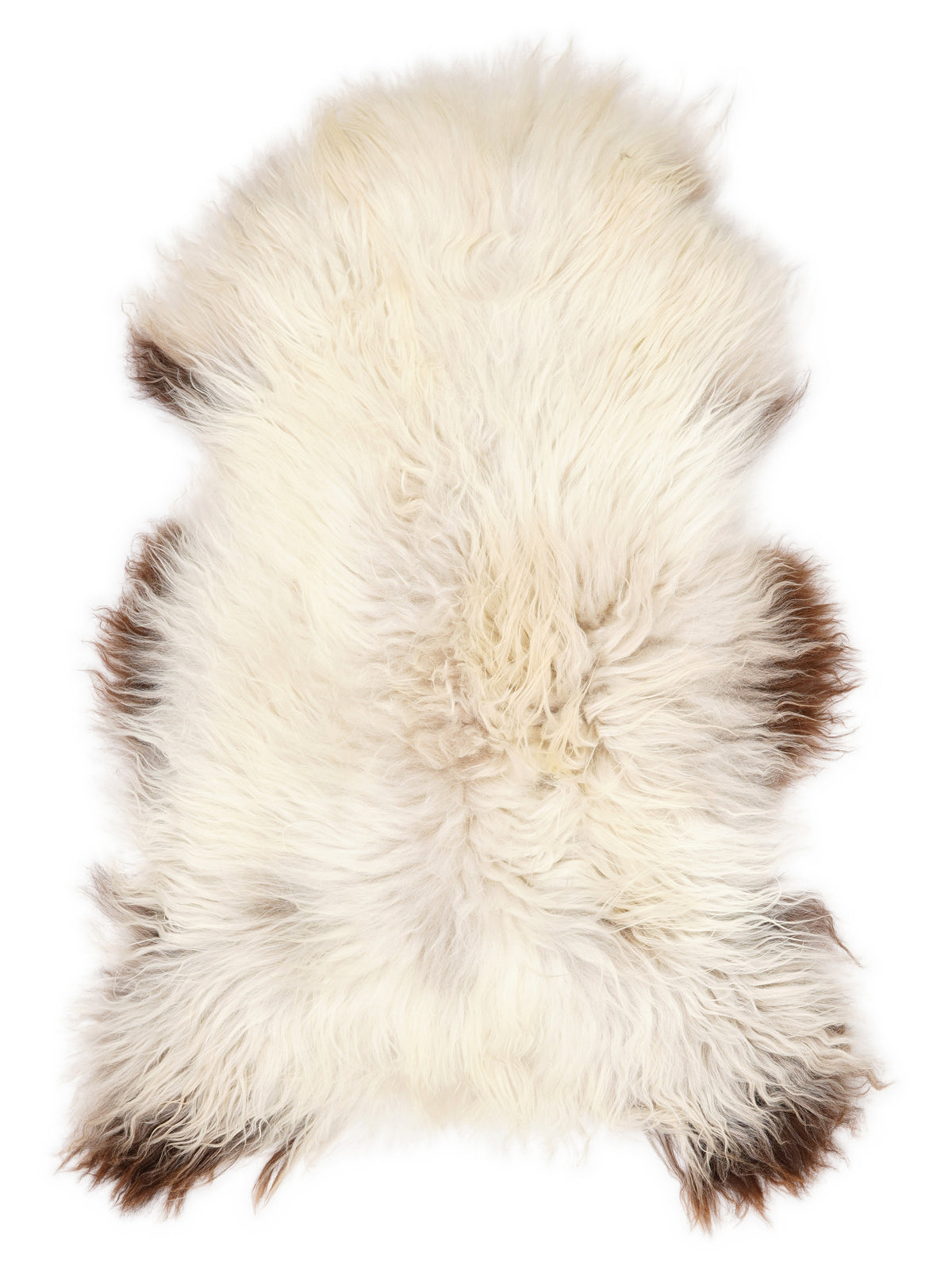 Peau de mouton islandaise multicolore d’environ 120 × 70 cm, vue de dessus : exactement la peau que vous recevez