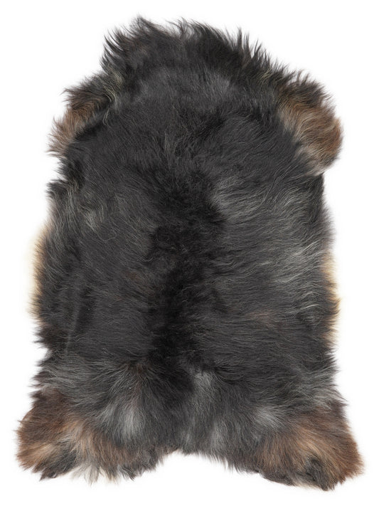 Peau de mouton islandaise multicolore d’environ 115 × 75 cm, vue de dessus : exactement la peau que vous recevez
