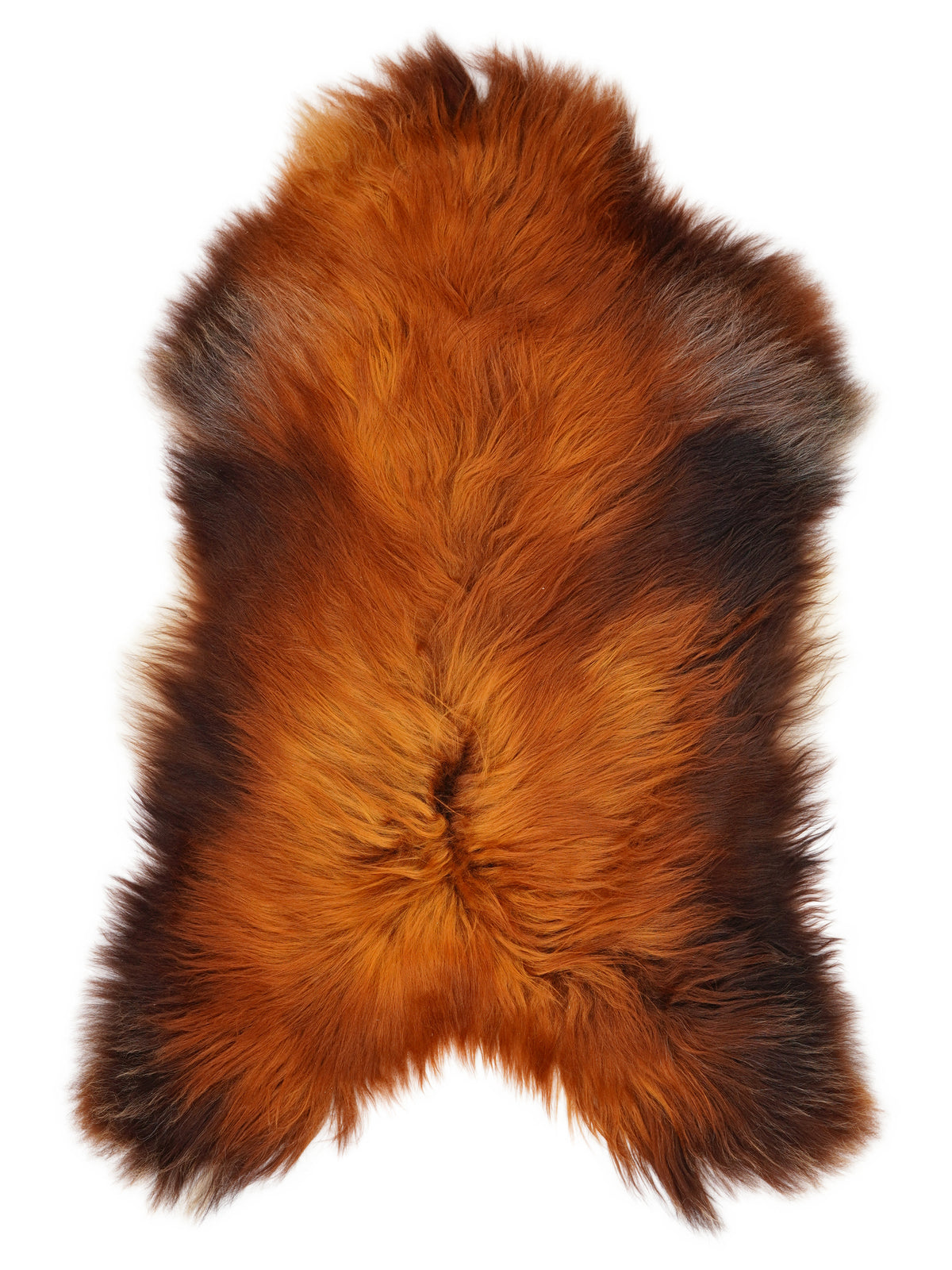 Peau de mouton islandaise Rusty d’environ 120 × 70 cm, vue de dessus : exactement la peau que vous recevez