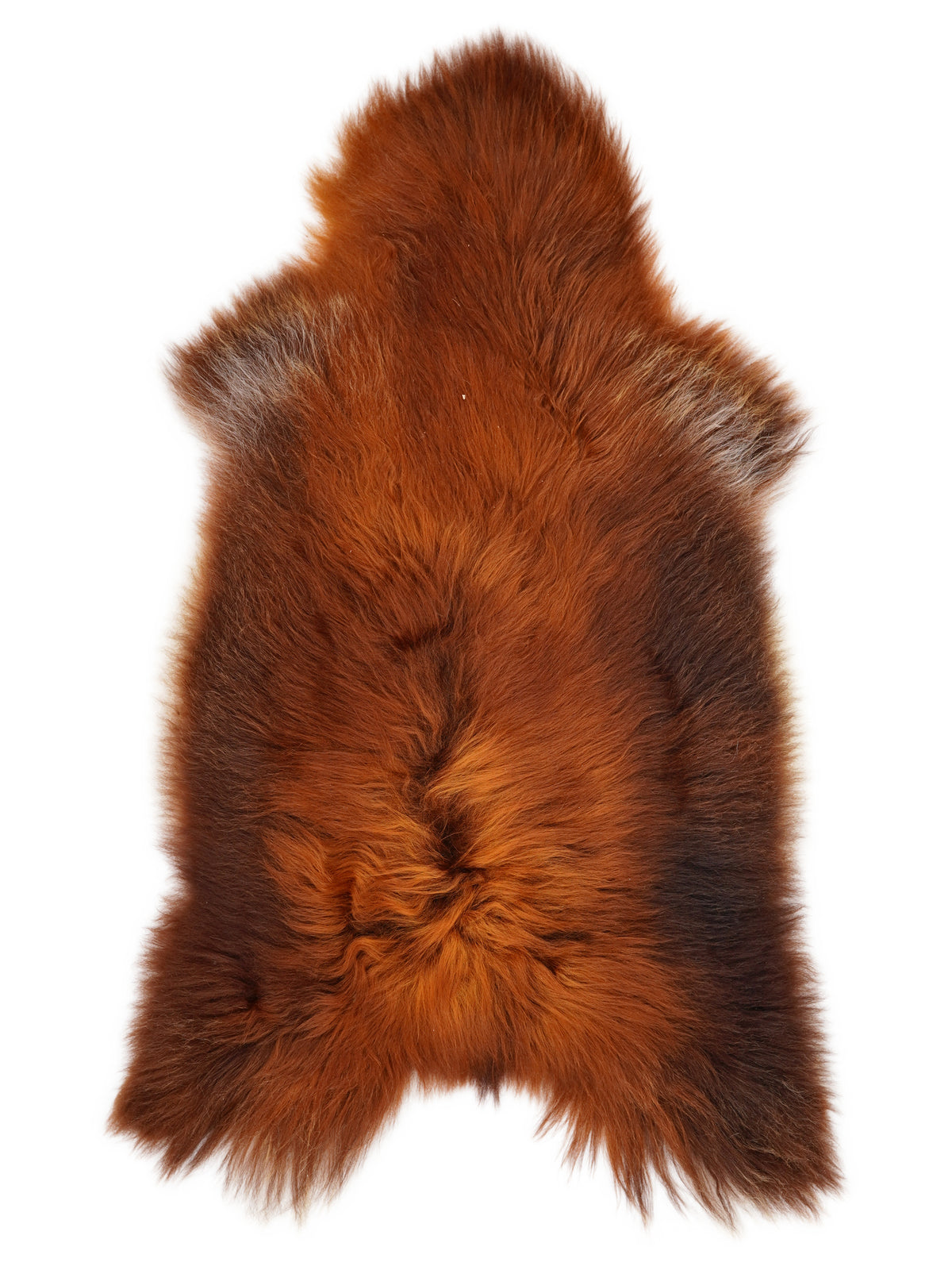 Peau de mouton islandaise Rusty d’environ 125 × 70 cm, vue de dessus : exactement la peau que vous recevez