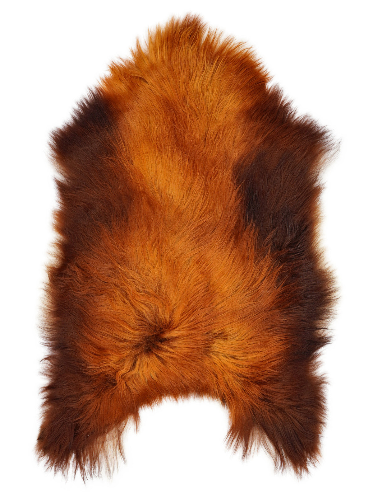 Peau de mouton islandaise Rusty d’environ 125 × 85 cm, vue de dessus : exactement la peau que vous recevez