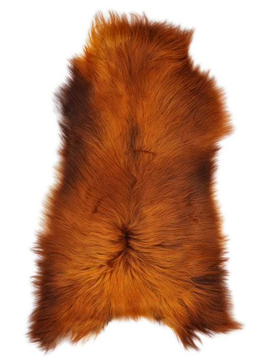Peau de mouton islandaise Rusty d’environ 125 × 75 cm, vue de dessus : exactement la peau que vous recevez