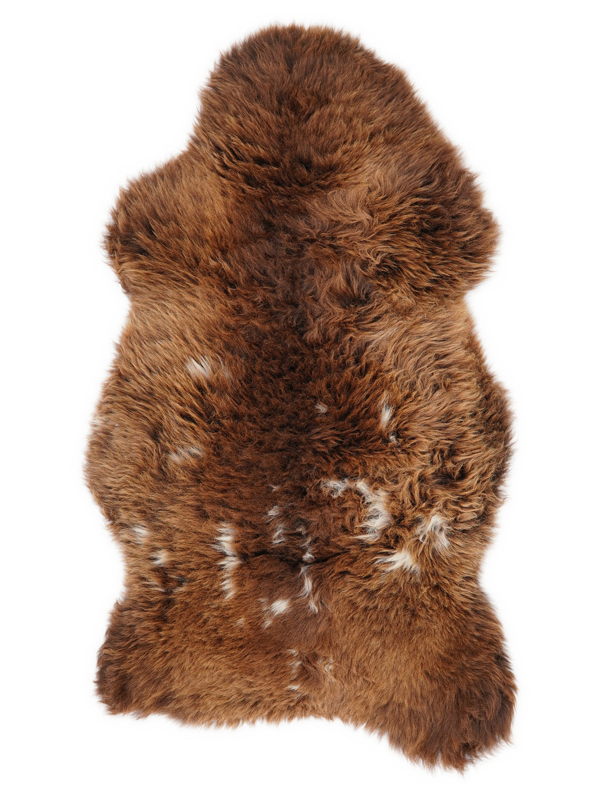 Peau de mouton multicolore britannique d’environ 115 × 65 cm, vue de dessus : exactement la peau que vous recevez