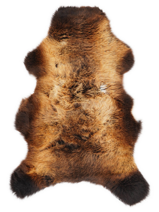 Peau de mouton multicolore britannique d’environ 110 × 65 cm, vue de dessus : exactement la peau que vous recevez