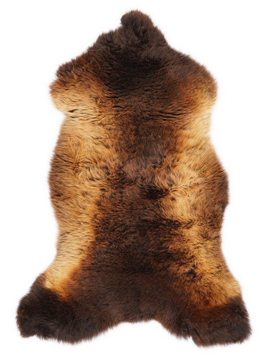 Peau de mouton multicolore britannique d’environ 110 × 55 cm, vue de dessus : exactement la peau que vous recevez