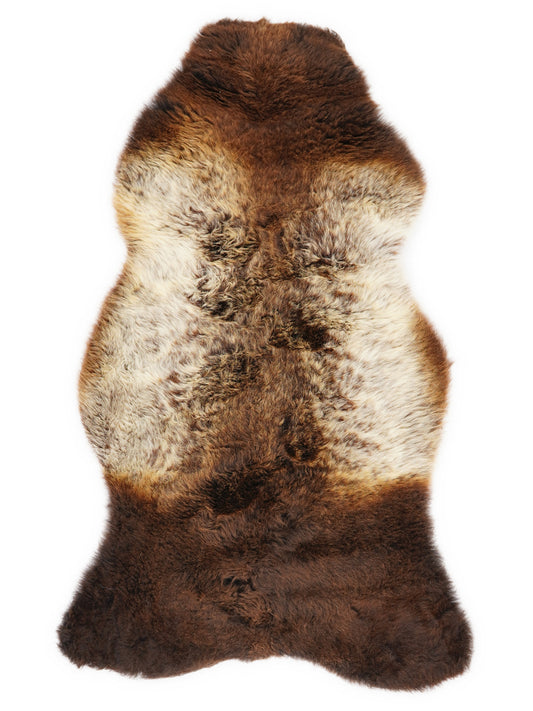 Peau de mouton multicolore britannique d’environ 105 × 55 cm, vue de dessus : exactement la peau que vous recevez