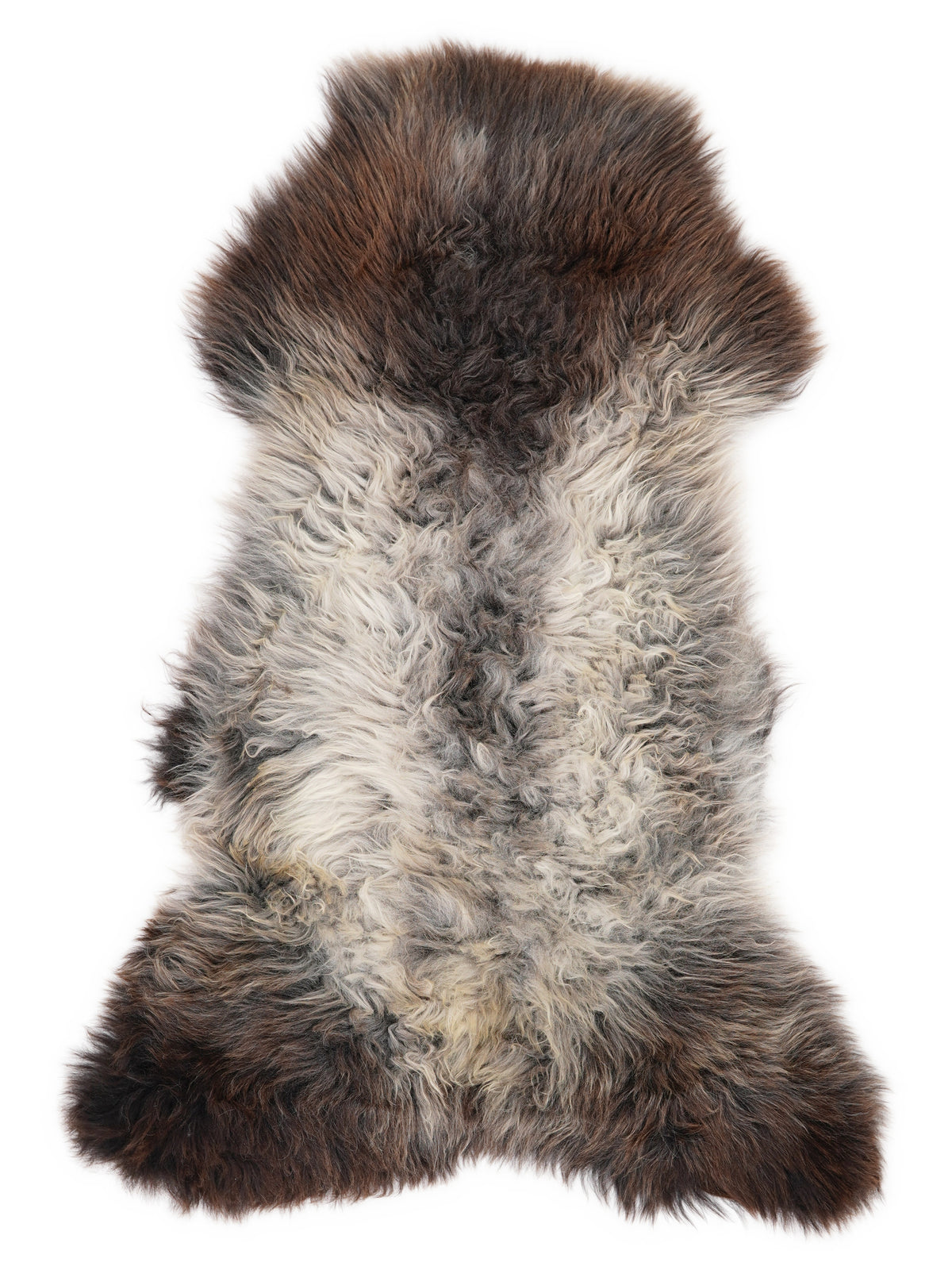 Peau de mouton multicolore britannique d’environ 120 × 60 cm, vue de dessus : exactement la peau que vous recevez
