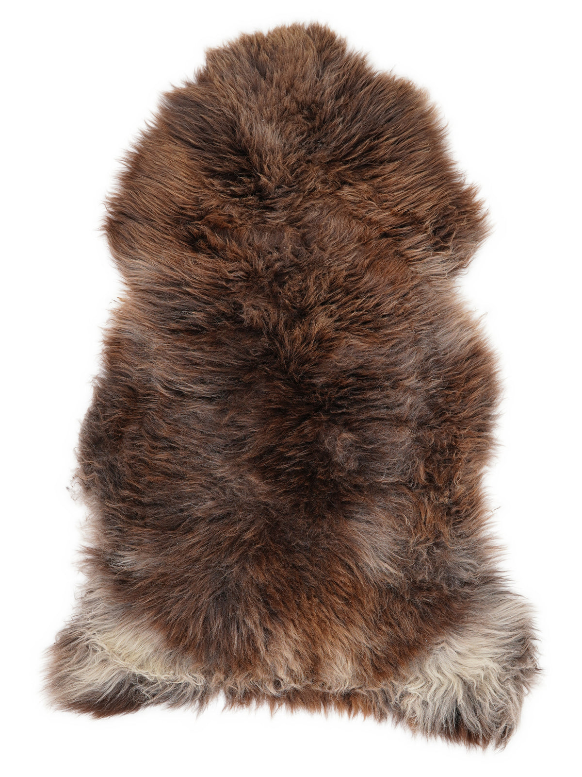 Peau de mouton multicolore britannique d’environ 130 × 70 cm, vue de dessus : exactement la peau que vous recevez