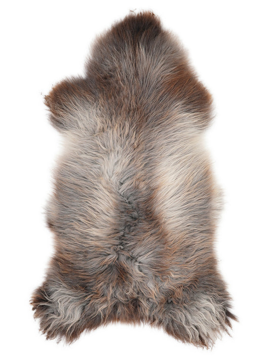 Peau de mouton multicolore britannique d’environ 130 × 65 cm, vue de dessus : exactement la peau que vous recevez