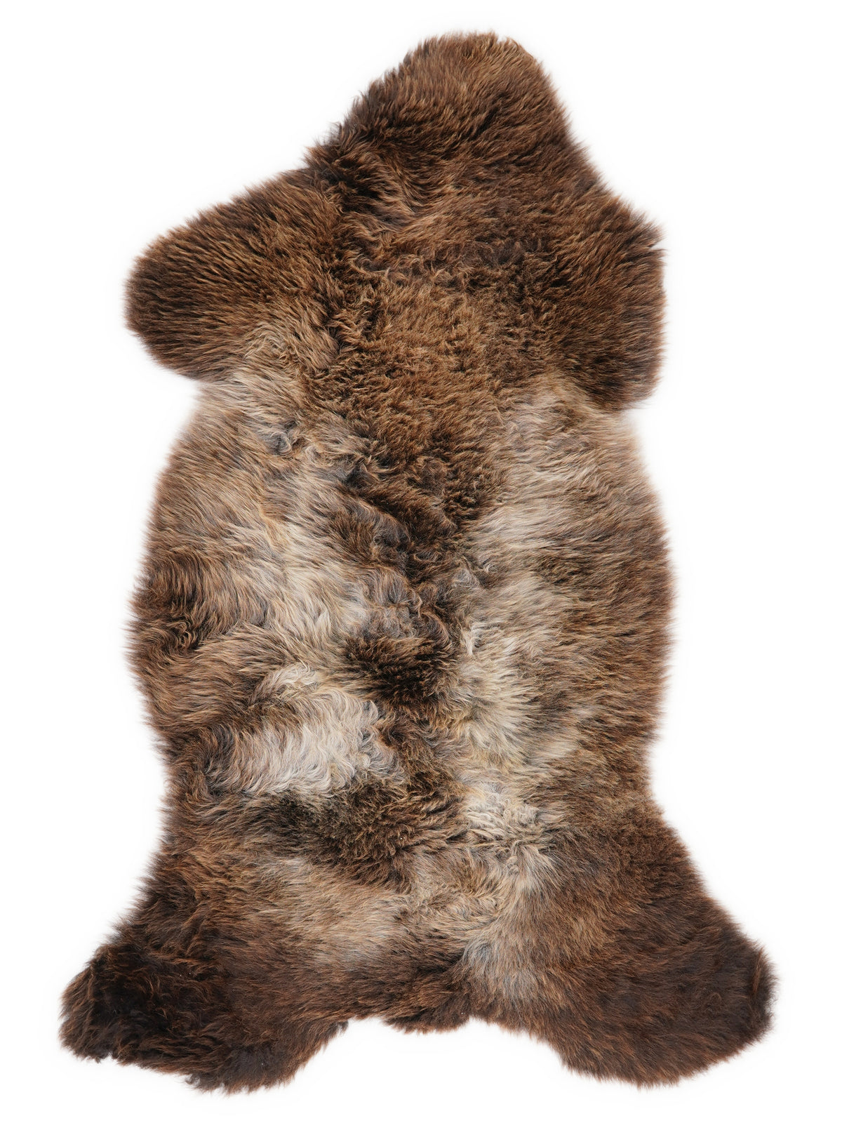 Peau de mouton multicolore britannique d’environ 105 × 50 cm, vue de dessus : exactement la peau que vous recevez