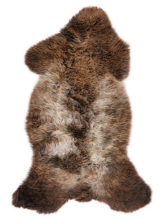 Peau de mouton multicolore britannique d’environ 105 × 50 cm, vue de dessus : exactement la peau que vous recevez