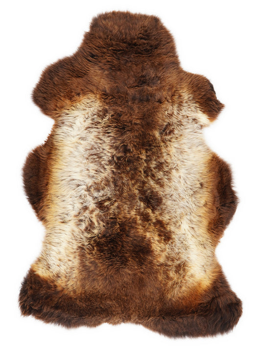Peau de mouton multicolore britannique d’environ 110 × 70 cm, vue de dessus : exactement la peau que vous recevez