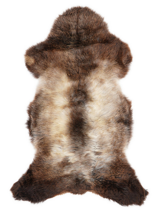 Peau de mouton multicolore britannique d’environ 120 × 60 cm, vue de dessus : exactement la peau que vous recevez
