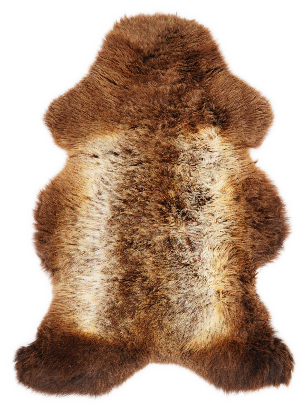 Peau de mouton multicolore britannique d’environ 110 × 70 cm, vue de dessus : exactement la peau que vous recevez