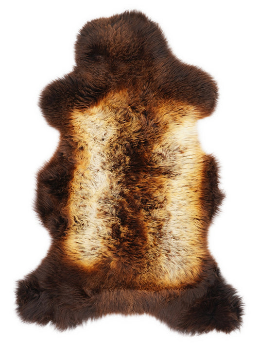 Peau de mouton multicolore britannique d’environ 110 × 60 cm, vue de dessus : exactement la peau que vous recevez
