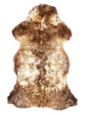 Peau de mouton multicolore britannique d’environ 115 × 60 cm, vue de dessus : exactement la peau que vous recevez
