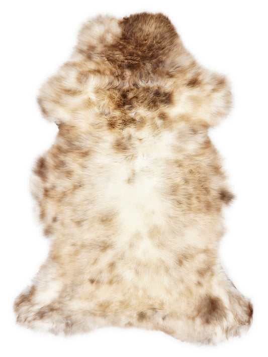 Peau de mouton multicolore britannique d’environ 110 × 65 cm, vue de dessus : exactement la peau que vous recevez