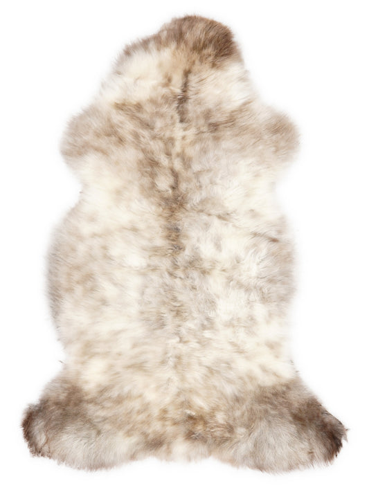 Peau de mouton multicolore britannique d’environ 110 × 55 cm, vue de dessus : exactement la peau que vous recevez