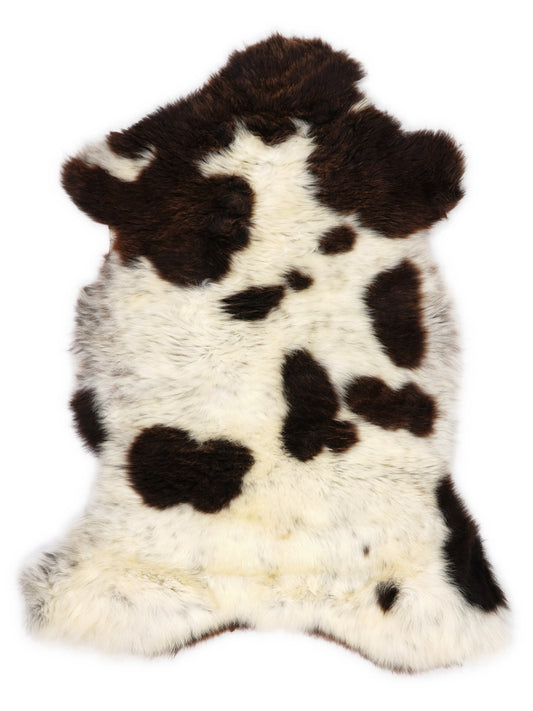 Peau de mouton multicolore britannique d’environ 105 × 60 cm, vue de dessus : exactement la peau que vous recevez