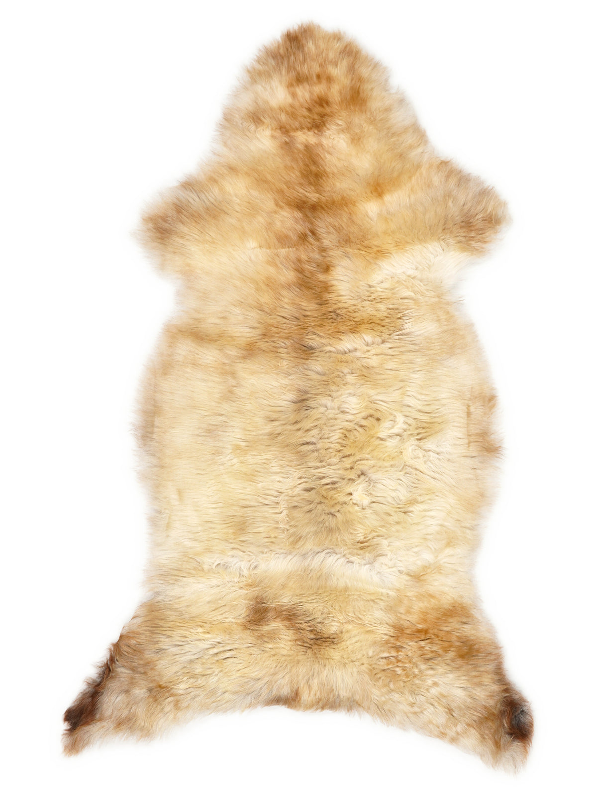 Peau de mouton multicolore britannique d’environ 120 × 55 cm, vue de dessus : exactement la peau que vous recevez