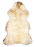 Peau de mouton multicolore britannique d’environ 115 × 65 cm, vue de dessus : exactement la peau que vous recevez