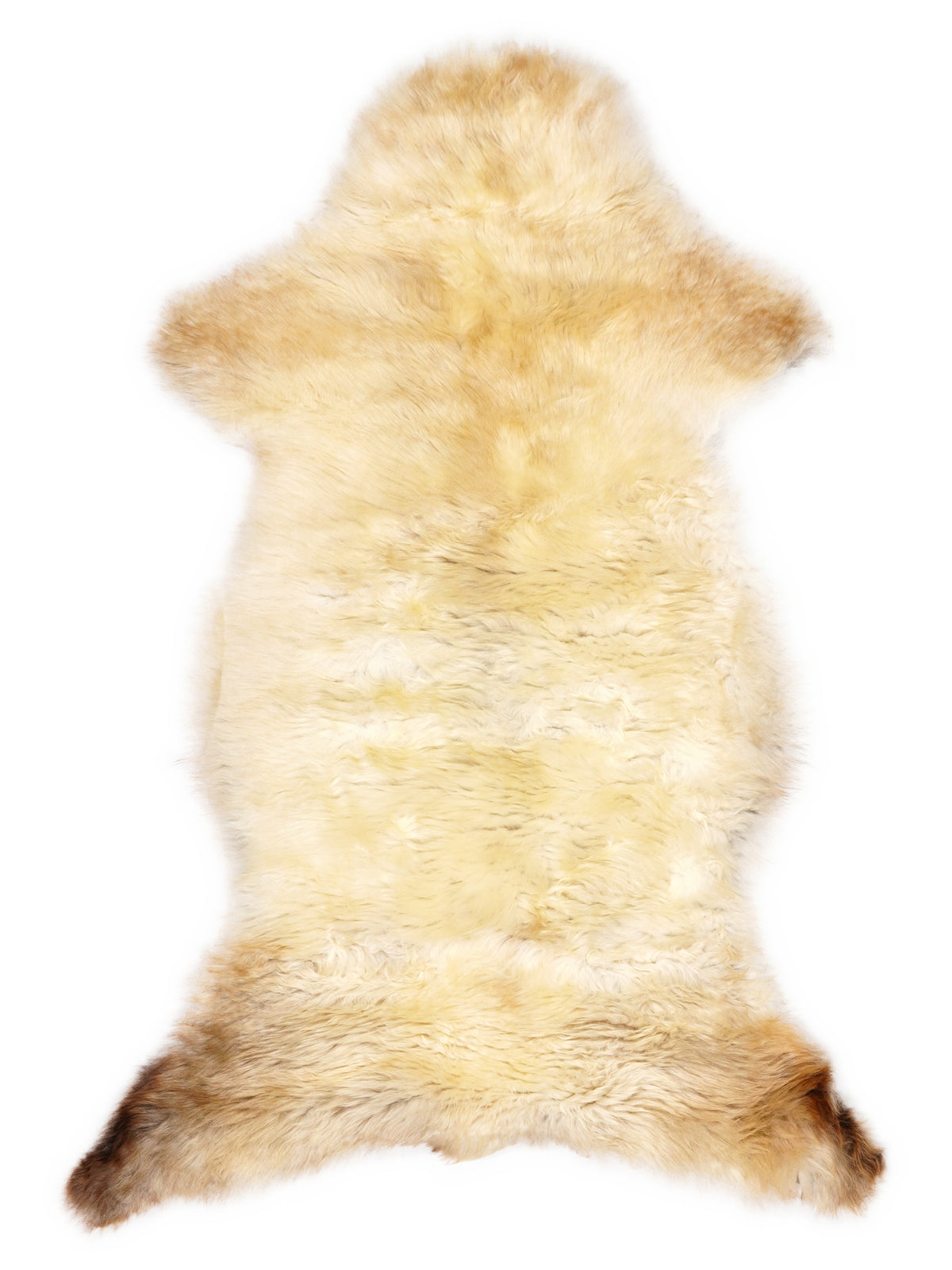 Peau de mouton multicolore britannique d’environ 110 × 55 cm, vue de dessus : exactement la peau que vous recevez