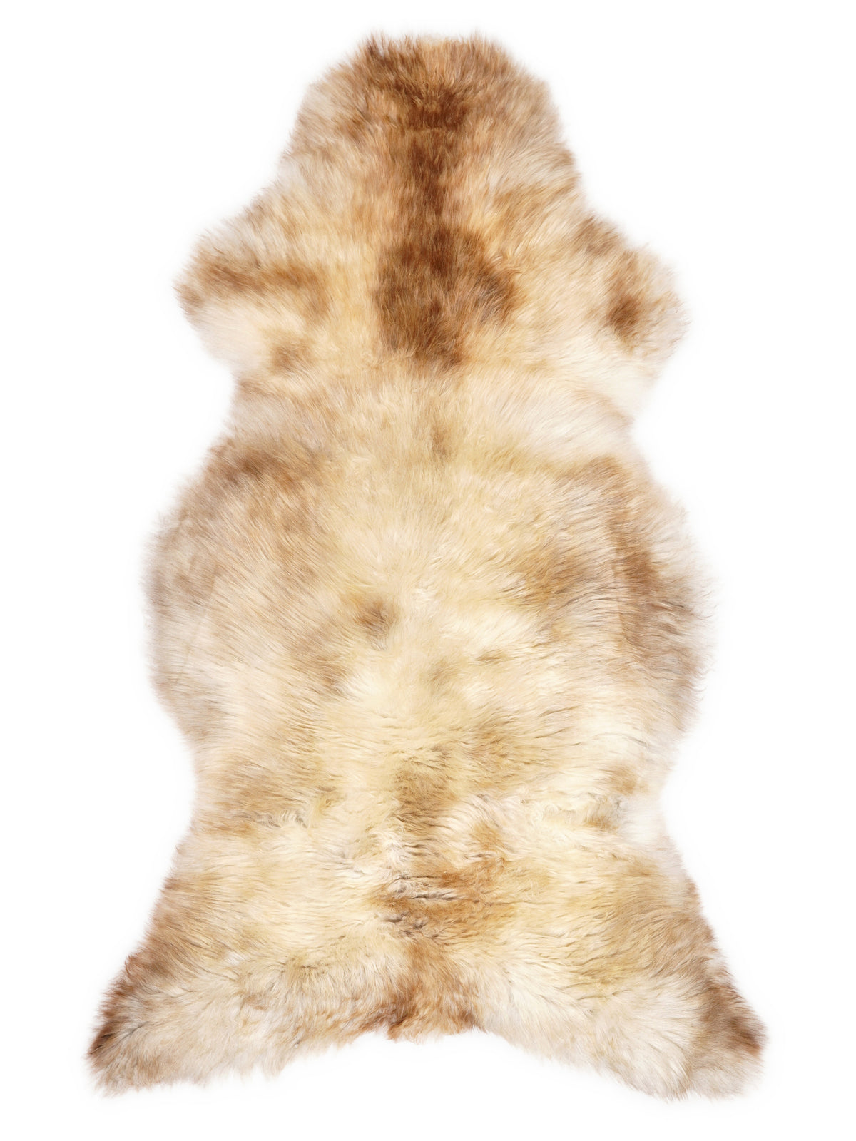 Peau de mouton multicolore britannique d’environ 120 × 60 cm, vue de dessus : exactement la peau que vous recevez
