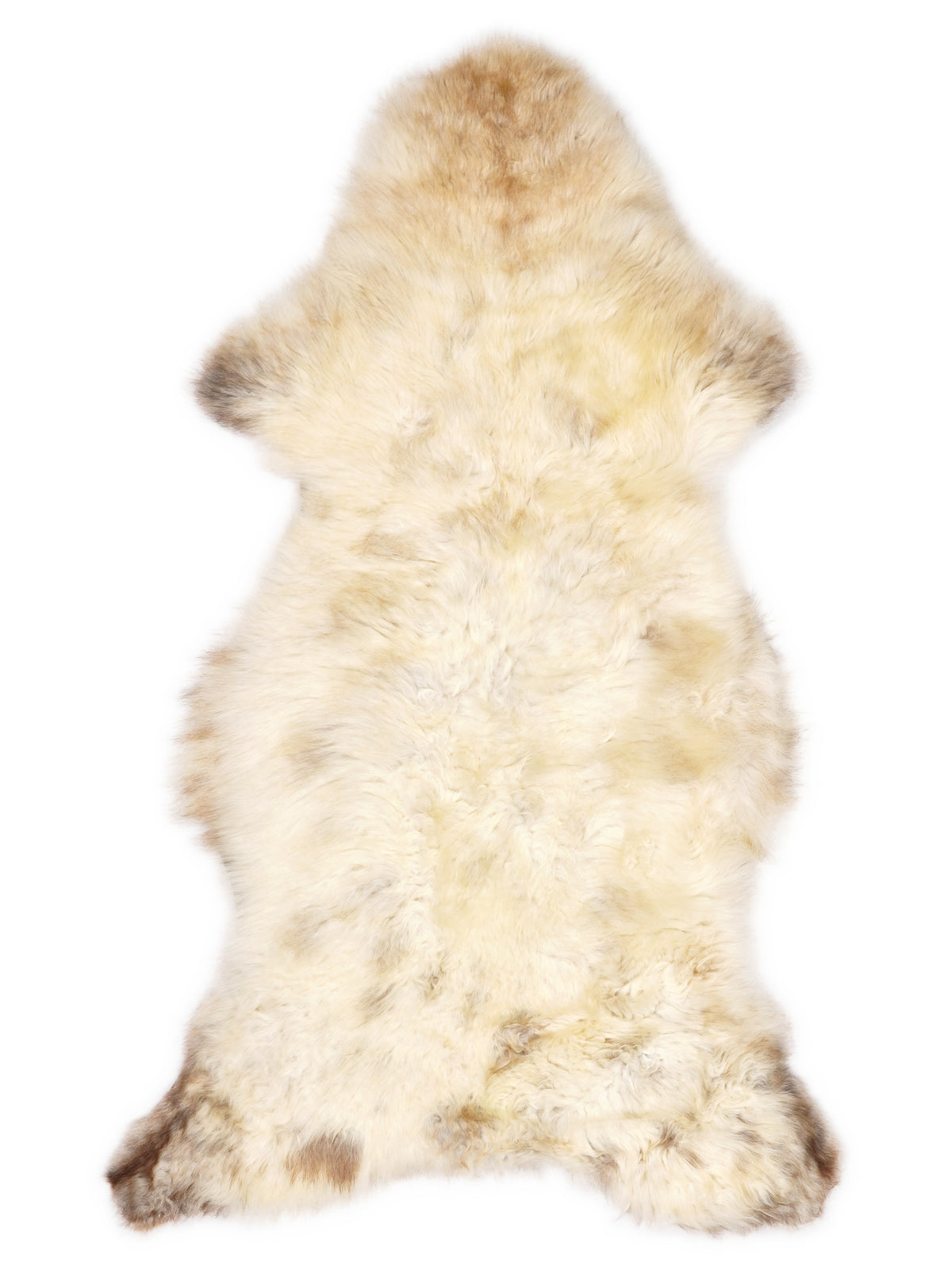 Peau de mouton multicolore britannique d’environ 130 × 65 cm, vue de dessus : exactement la peau que vous recevez