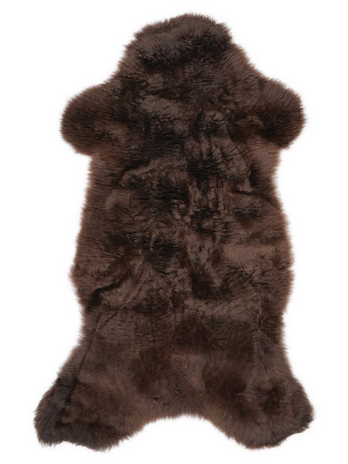 Peau de mouton marron d’environ 100 × 50 cm, vue de dessus : exactement la peau que vous recevez