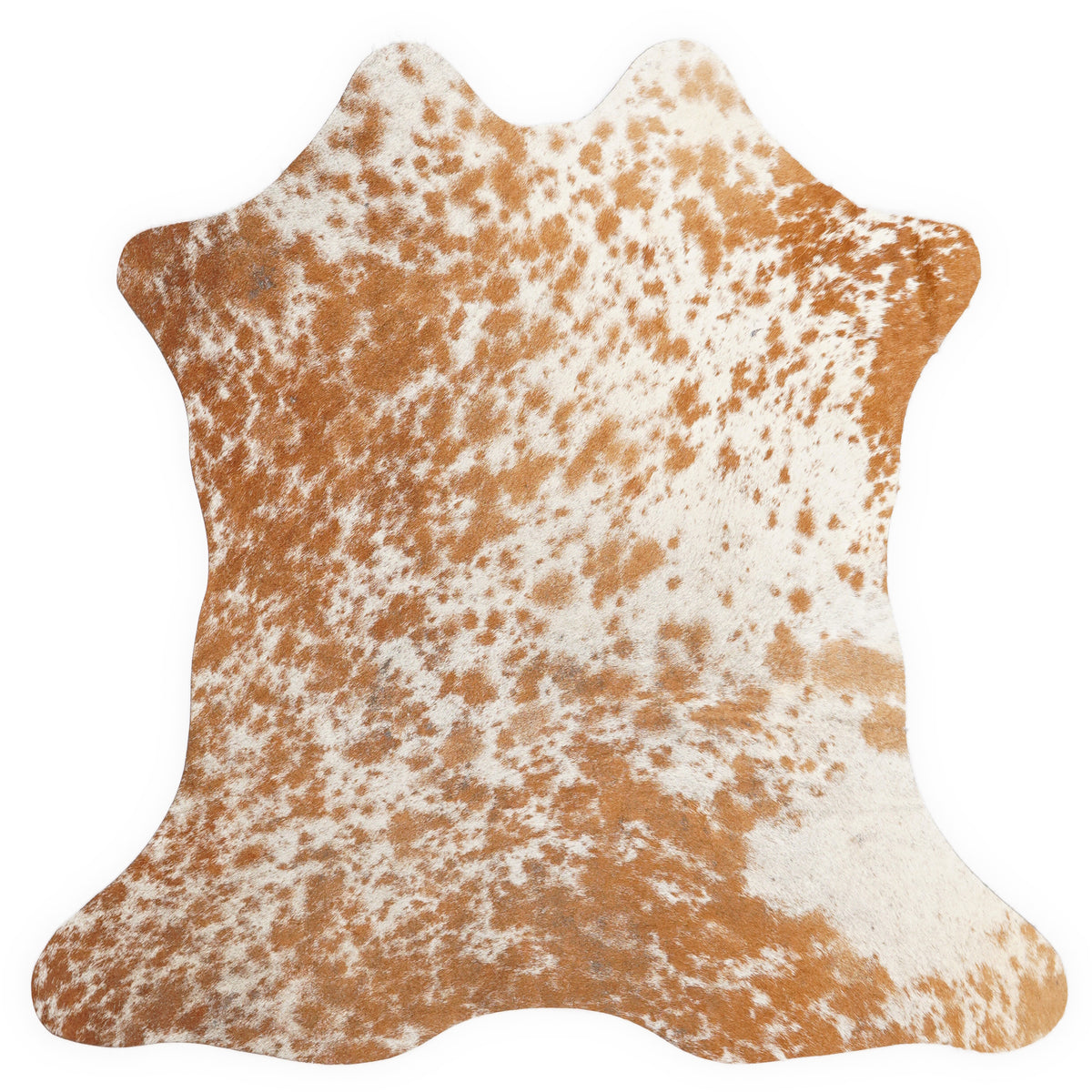 Mini peau de vache d’environ 70 × 70 cm, vue de dessus : exactement la peau que vous recevez