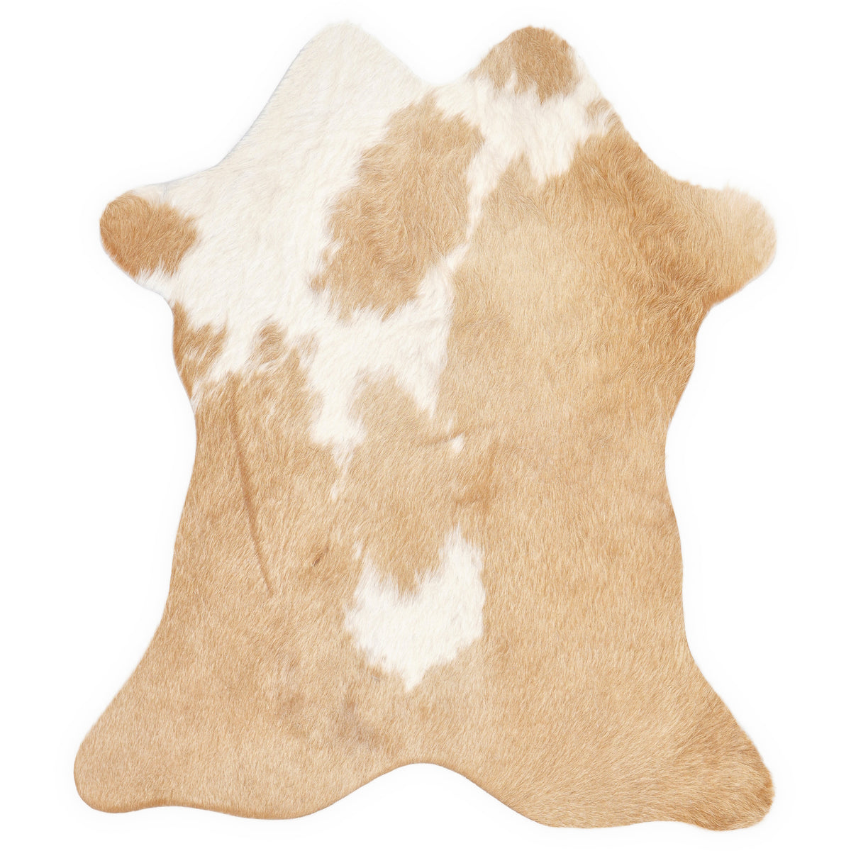 Mini peau de vache d’environ 70 × 70 cm, vue de dessus : exactement la peau que vous recevez